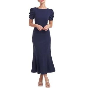 JS Collections Davina Mermaid Dress in Deep Navy Blue Midi-size 12